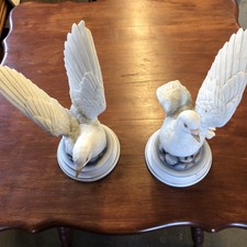 Vintage Porcelain Sculptures Set of Two (2) White Dove Andrea by Sadek