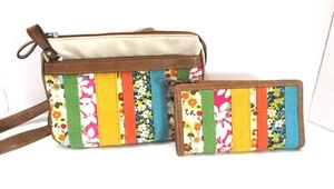 Relic Colorful Floral & Solid Stripe Crossbody Bag w Matching Wallet - Picture 1 of 12