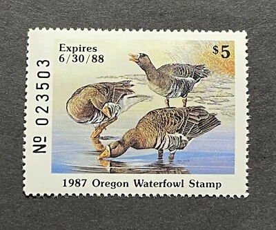 WTDstamps - 1987 OREGON - State Duck Stamp - Lot1 - Mint OG NH  - Image 1 of 2