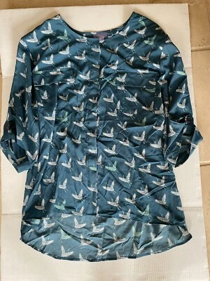 CAMISA DE CAMPAMENTO LAURA SCOTT MUJER PLUS ESTAMPADA ESTAMPADO PÁJARO AZUL 3XL NUEVA CON ETIQUETAS (CAJA 73) Foto 1 de 2