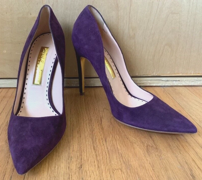 Zapatos de tacón alto Rupert Sanderson Malory púrpura ciruela oscura gamuza 39 8 EE. UU. ¡USADOS EN EXCELENTE ESTADO! Foto 1 de 4