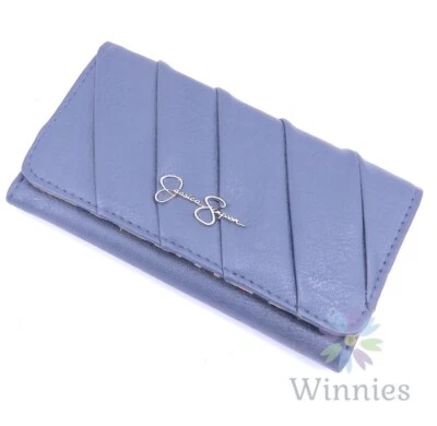 Cartera Jessica Simpson Azul Estampado Guepardo Interior Triple Billetera Tarjetas de Crédito Foto 1 de 3