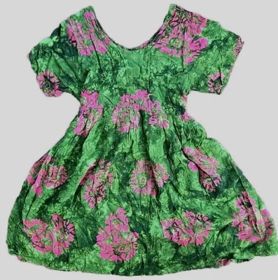 Junior's Kids Girls Pineapple Moon Green Pink  Patterned Sun Dress, Size 10 - Image 1 of 4