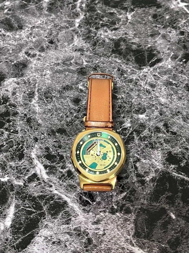 [Near Mint] BULOVA ACCUTRON 297A110 Spaceview Gold Bezel Qz Mens Watch JAPAN - Image 1 of 4