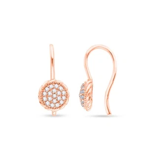 0.20 Ct Certified Natural Diamond Cluster Stud Earrings Solid 14K Rose Gold - Picture 1 of 8