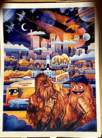 PHILADELPHIA FLYERS GRITTY Chewbacca Star Wars Comics POSTER NHL Hockey Cover