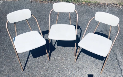 Lot of 3 VTG Mid Century Costco Hamilton Stylaire Model 90 Beige Folding Chairs Cover