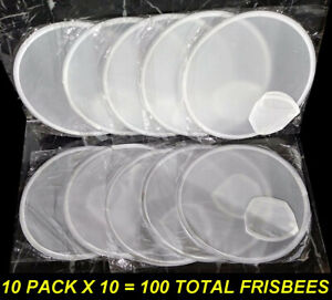 100 FOLDABLE NYLON POCKET FRISBEES w/bag - White 10" Party Favor US SELLER