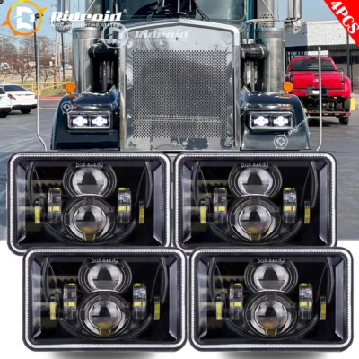 4 piezas de haz de faros LED de 4x6" aprobado por DOT para Peterbilt Kenworth Freightliner Foto 1 de 4