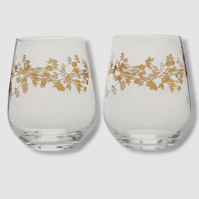 Charter Club Clear Gold Gilded Stemless Wine Glass, Set of 2 - Изображение 1 из 2