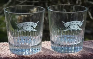 PAIR OF CHIVAS REGAL SCOTCH WHISKEY 12 YEARS VONPOK ITALY LOW BALLS - Picture 1 of 3