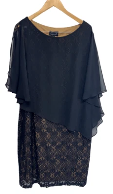 Connected Apparel Talla 18W Negro Vaina Vestido Encaje Superpuesto Fiesta Boda NUEVO Foto 1 de 4