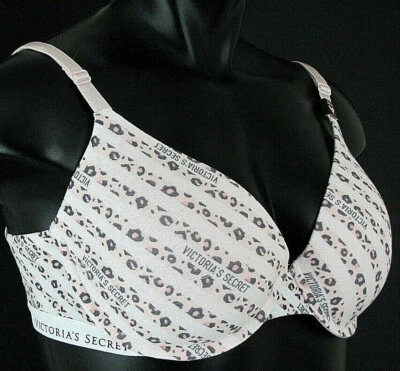 Victoria's Secret 34D Camiseta Demi Sujetador Rosa Animal Logo Multidireccional Con Aros Nueva Foto 1 de 4