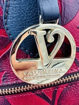 Bolso de Mano Valentina Rojo Floral Negro Dorado Como Nuevo Foto 1 de 4