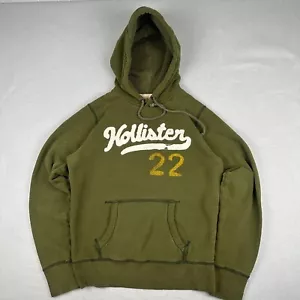 Vintage Y2K Hollister Hoodie Mens Medium Green Thermal Surf Sweatshirt Preppy - Picture 1 of 17