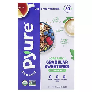 Pyure  Organic Stevia Granular Sweetener Packets  80 Count, 2.82 oz, 80 g - Picture 1 of 3
