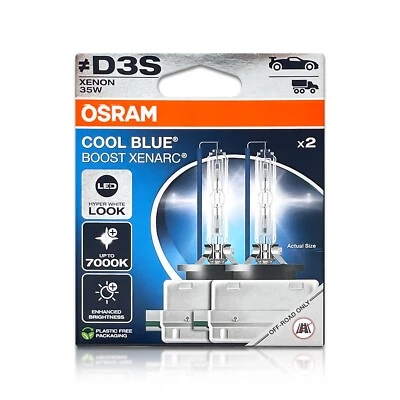 Osram Cool Blue Boost D3S HID Xenon Headlight Bulbs 66340CBB 7000K - Pack of 2 - Image 1 of 4