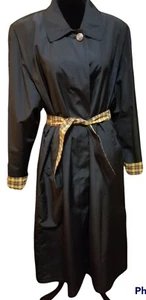 Salco Italia Reversible Silk Blend Trench Coat Lidia - Black sz 48 - US L - 12 - Picture 1 of 12