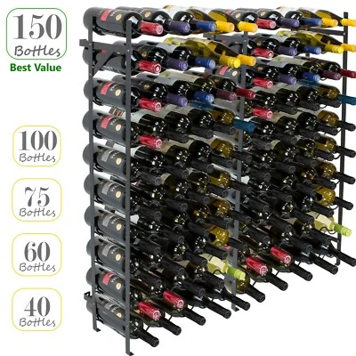 Floor Stand Wine Rack -Upto 150 Bottle Large Capacity Free Standing Wine Storage - Image 1 of 4