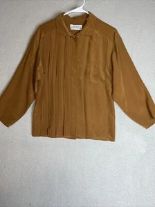 Top túnica de colección Ellen Tracy seda elegante de gran tamaño arena dorada tejida talla 4 - Imagen 1 de 9