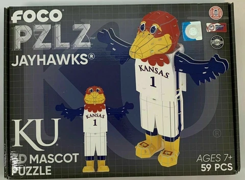Foco Pzlz KANSAS JAYHAWKS 3D Mascot Puzzle 59 Pieces NEW in box  MSRP: $40 Cover