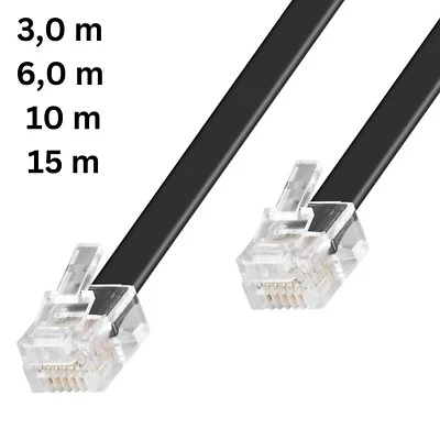 S/CONN MAXIMUM CONNECTIVITY 3m bis 15m Modularkabel Westernkabel RJ12 Stecker 6P6C für ISDN Fax Telefon 1:1