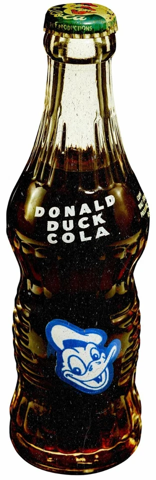 DONALD DUCK COLA SODA POP GLASS DRINK BOTTLE HEAVY DUTY USA MADE METAL ADV SIGN - Image 1 of 1