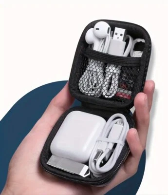 BLACK PORTABLE EVA HEADSET Earphone Hard Case Storage Pouch Box Bag shell Earbud - Image 1 of 4