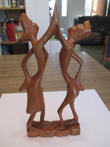 wooden man and woman figure 8 3/4" H carved - Picture 1 of 6