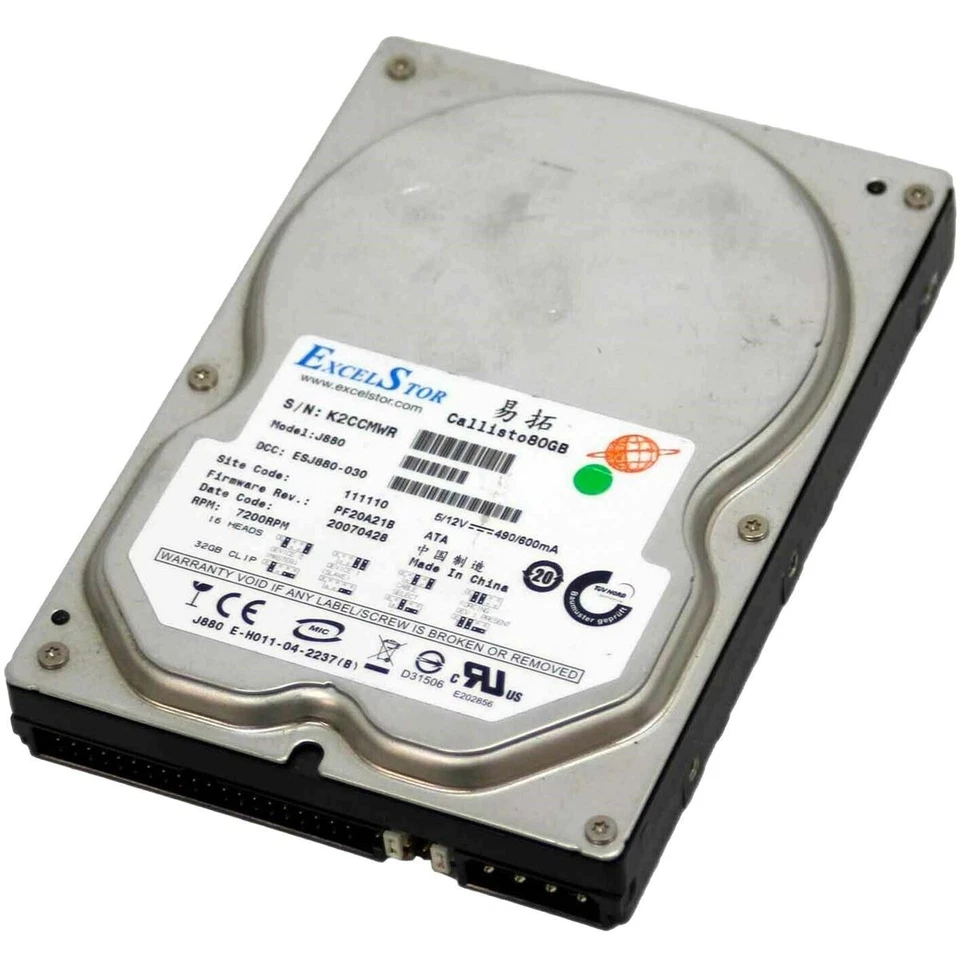 Hard Disk Hdd Disco Ide Pata 3.5" 80Gb Excelstor J880 Callisto Desktop Fisso Pc - Image 1 of 1