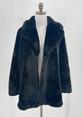 Chaqueta Zara Mujer Studio Negra Piel Sintética Solapa Cuello Abierta Manga Larga Talla S Foto 1 de 4