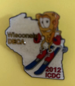 Wisconsin Ski Pin DECA 2012 ICDC Event wedge of cheese on skis - Picture 1 of 2