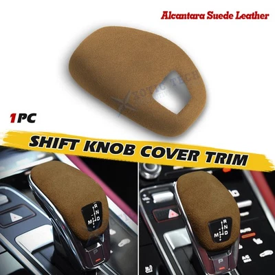 Marco interior de perilla de cambio de marchas de cuero gamuza Alcantara para Porsche Panamera 2017+ Foto 1 de 4