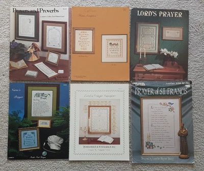 Lot of 6 Religious Cross Stitch Patterns/Charts  Lord's  Prayer Proverbs - Image 1 of 4
