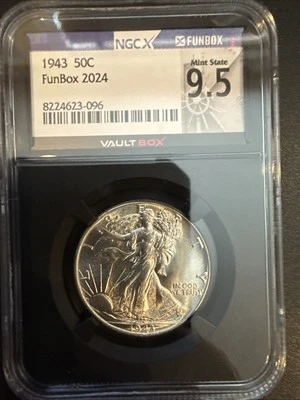 1943-P Walking Liberty Vaultbox caja divertida 9,5 (MS65) Foto 1 de 4