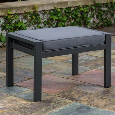 TORTUGA OUTDOOR Lakeview Aluminum Outdoor Ottoman with Cushion