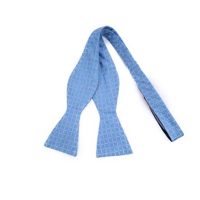 Pajarita de seda azul claro a cuadros a cuadros con montura ajustable Foto 1 de 4