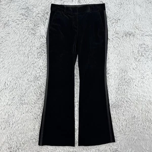 Theory Velvet Pants Women’s 2 Black Flare Leg Tuxedo Style Whimsigoth - Picture 1 of 10