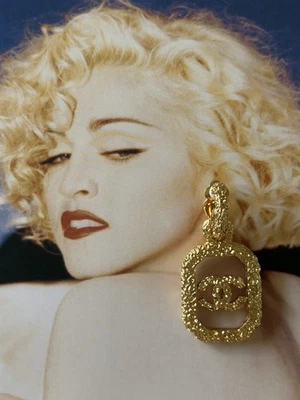 Chanel Paris Fall 1993 Lava Collection CC Clear Glass Door Knocker Earrings  - Image 1 of 4