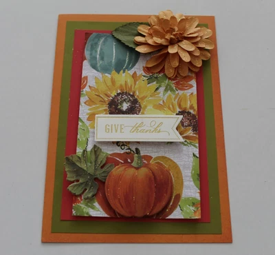 Anna Griffin Like 3D Fall "Give Thanks" Card Handmade - New - Image 1 of 2