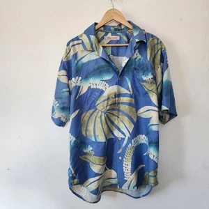 Top floral Tommy Bahama grande 100 % seda azul - Imagen 1 de 10