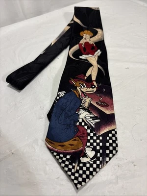Roger Rabbit Mens Neck Tie Vtg Wolf Jessica Rabbit  Necktie 1993 Music Piano ￼ - Image 1 of 4