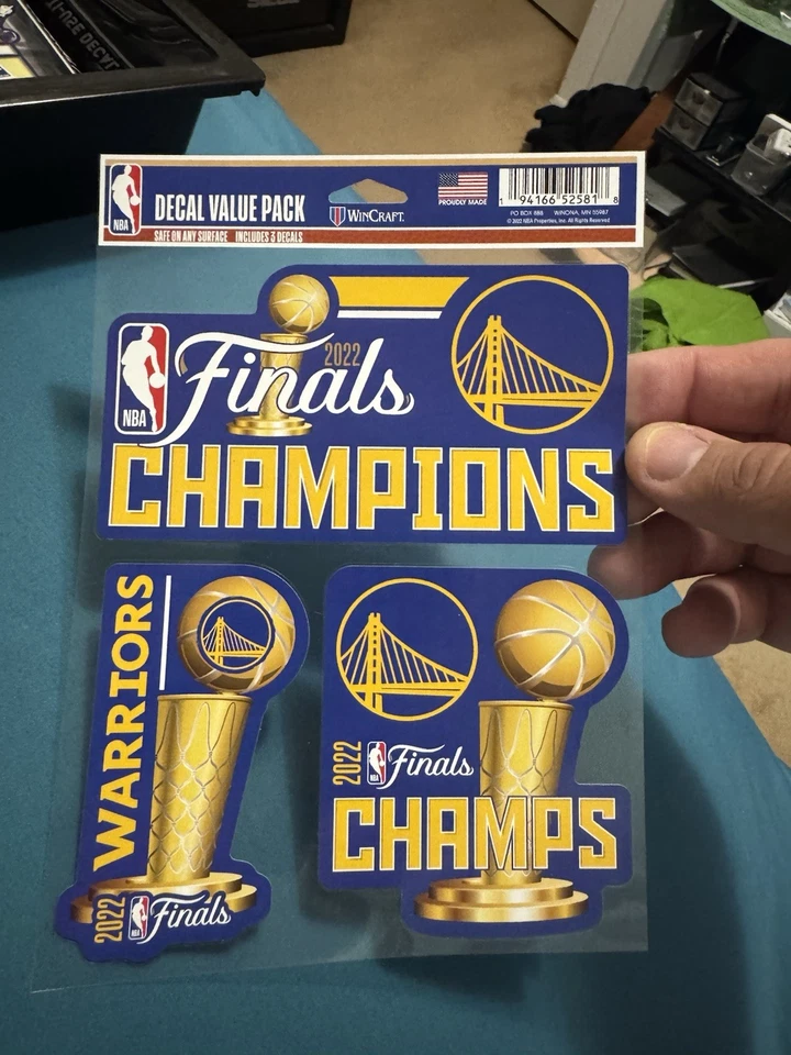 GOLDEN STATE WARRIORS 2022 NBA  Finals CHAMPS 3 PACK Decals CLOSEOUT - Image 1 of 1