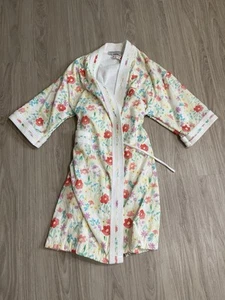 NEW VTG Hampton House Womens Robe Terry Cloth Floral Cotton Knee Length Size M - Picture 1 of 3