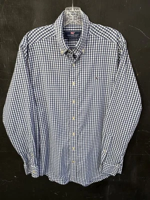 Vineyard Vines Slim Fit Whale Shirt Mens Medium Blue Check Nylon Polyester - Image 1 of 4