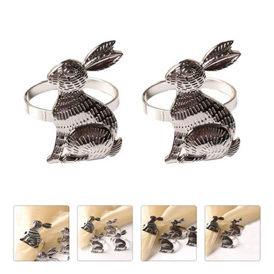  5 pezzi in lega di coniglio forma tessuto fibbie tovaglioli fermagli tappi da - Immagine 1 di 4