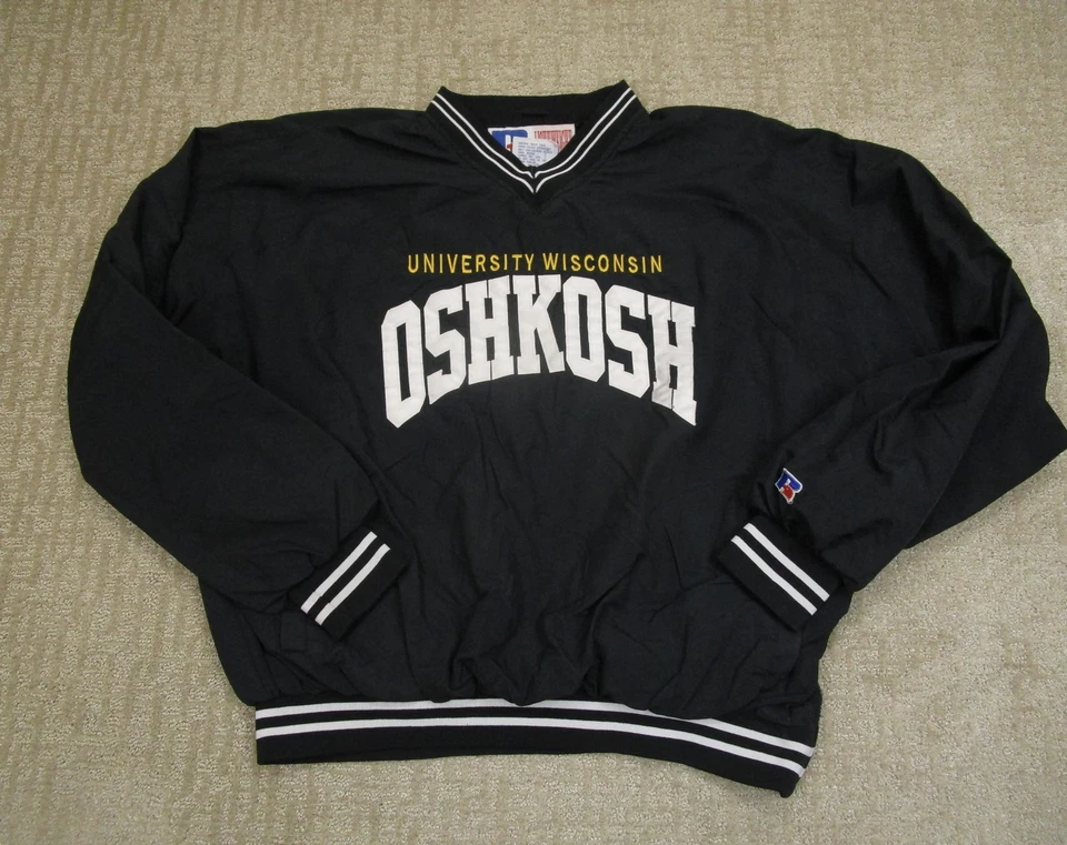 Chaqueta cortavientos universitaria NCAA negra para hombre University of Wisconsin Oshkosh Foto 1 de 4