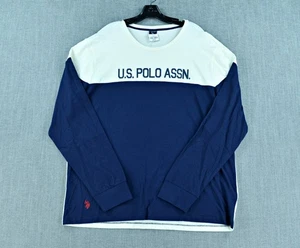U.S Polo Assn. T-Shirt Herren XL weiß/blau Langarmshirt Grafik Logo NEU - Bild 1 von 8