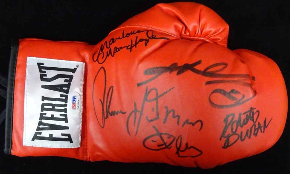 Four Kings Autographed Boxing Glove - Duran, Hagler, Hearns, Leonard PSA LOA - Image 1 of 4