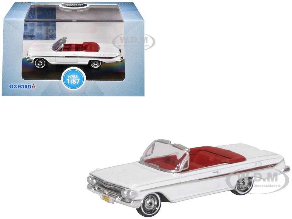 Oxford Diecast 87ci61003 Chevrolet Impala Convertible 1961 White 1 87 Scale